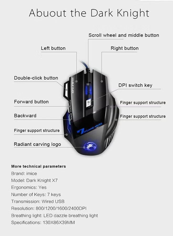 iMice X7 Gaming Mouse Black - Image 3